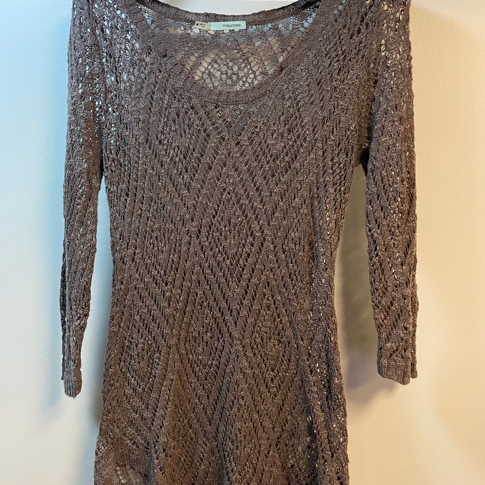 Maurices lot of 2, Woman’s LS Crochet Sweater & Camisole. Eggplant color.